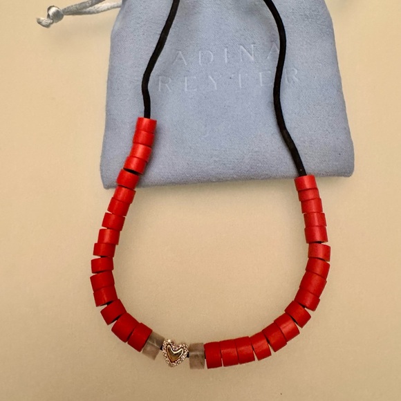 Adina Reyter 14K gold, resin, quartz diamond heart bracelet - Picture 3 of 3